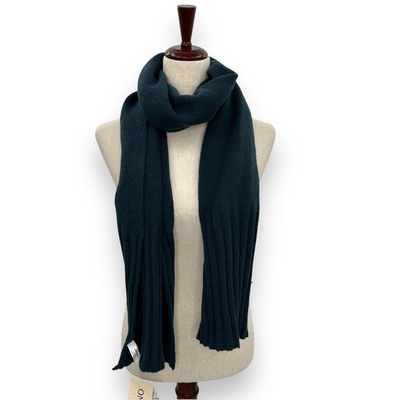 NEW On 34th Wide Ribbed Solid Knit Scarf Navy Blue Winter Wrap Textured - Picture 2 of 9